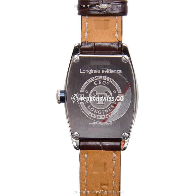 Longines EVIDENZA Automatic - Steel Case, Black Dial, Brown Leather Strap - View 3