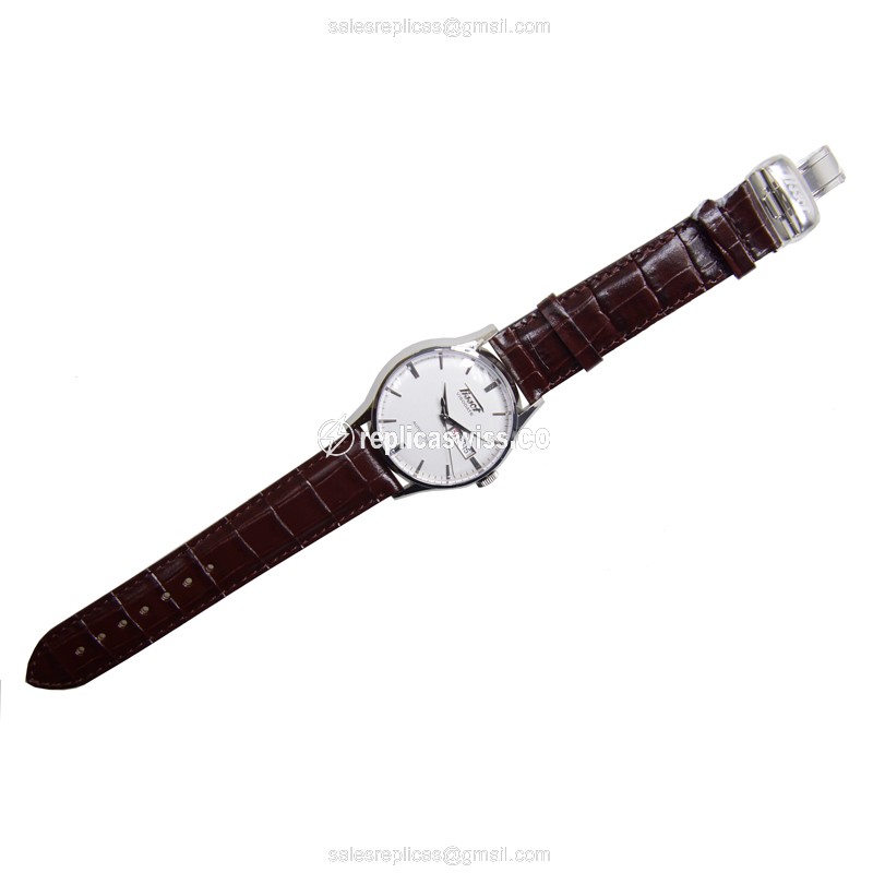 Rolex Heritage Tissot Automatic - White Dial - Stainless Steel Case - Brown Leather Strap - View 2