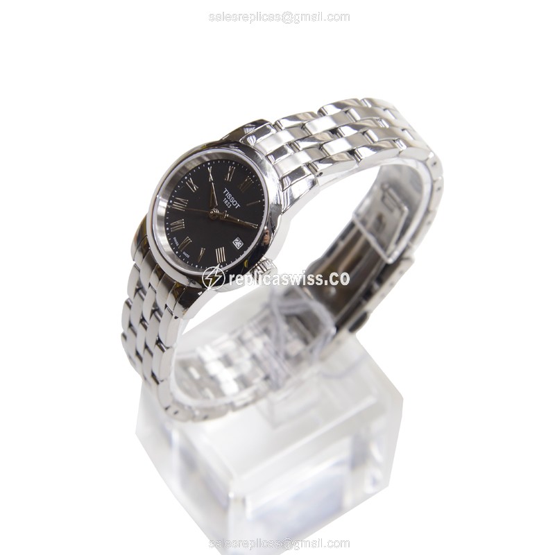 Rolex T-CLASSIC Replica - Quartz - Black Dial - Steel Case - Silver Strap - View 3