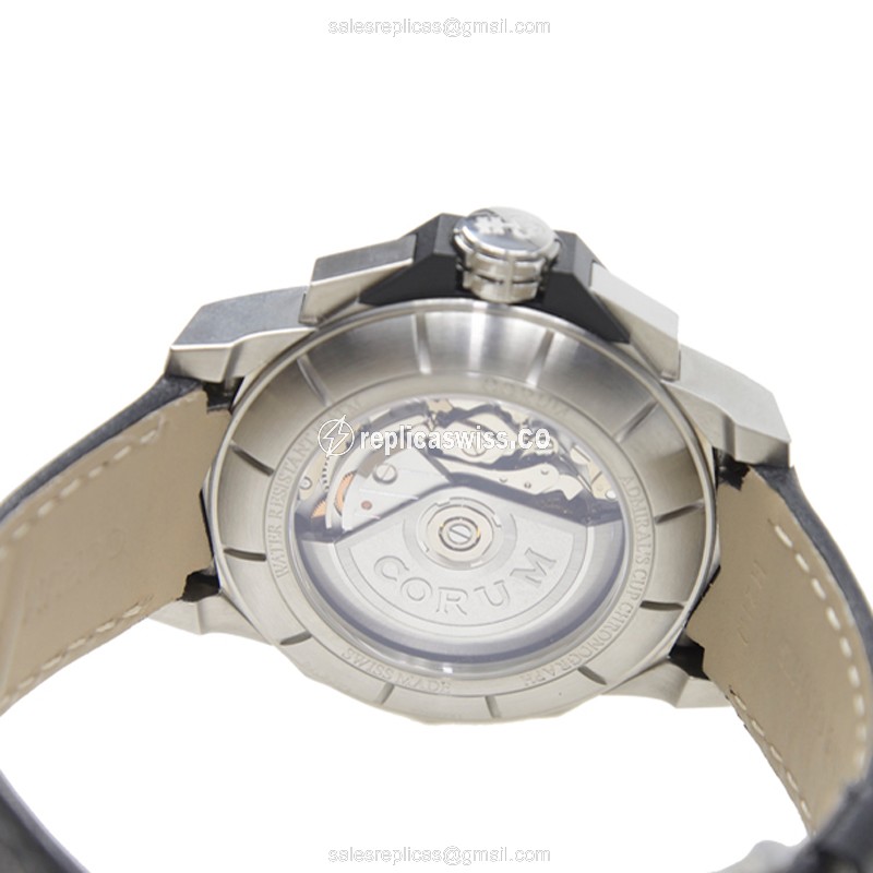 Corum Admiral's Cup Replica - Automatic - Black Steel Case - Black Dial - Cowhide Black Strap - View 4