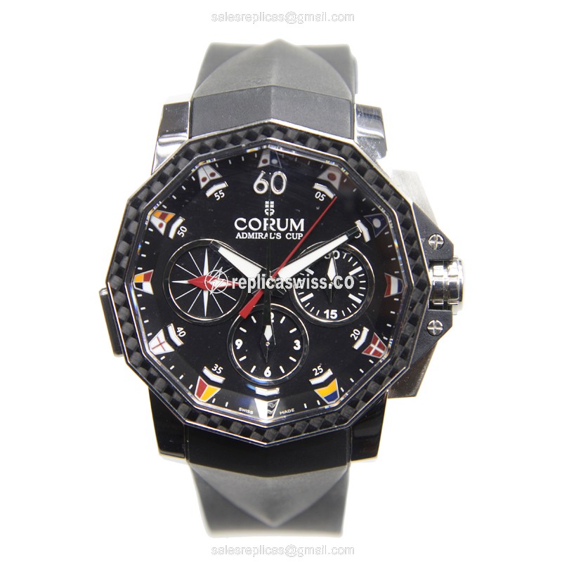 Corum Admirals Cup Replica - Automatic - Steel Case - Black Dial - Black Rubber Strap - View 2