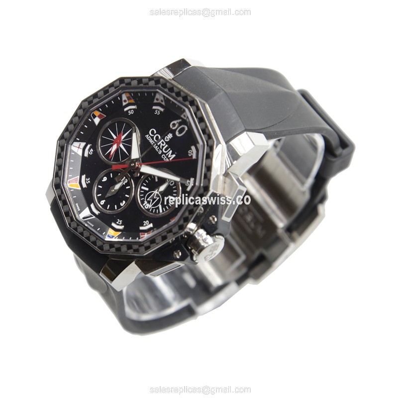 Corum Admirals Cup Replica - Automatic - Steel Case - Black Dial - Black Rubber Strap - View 3