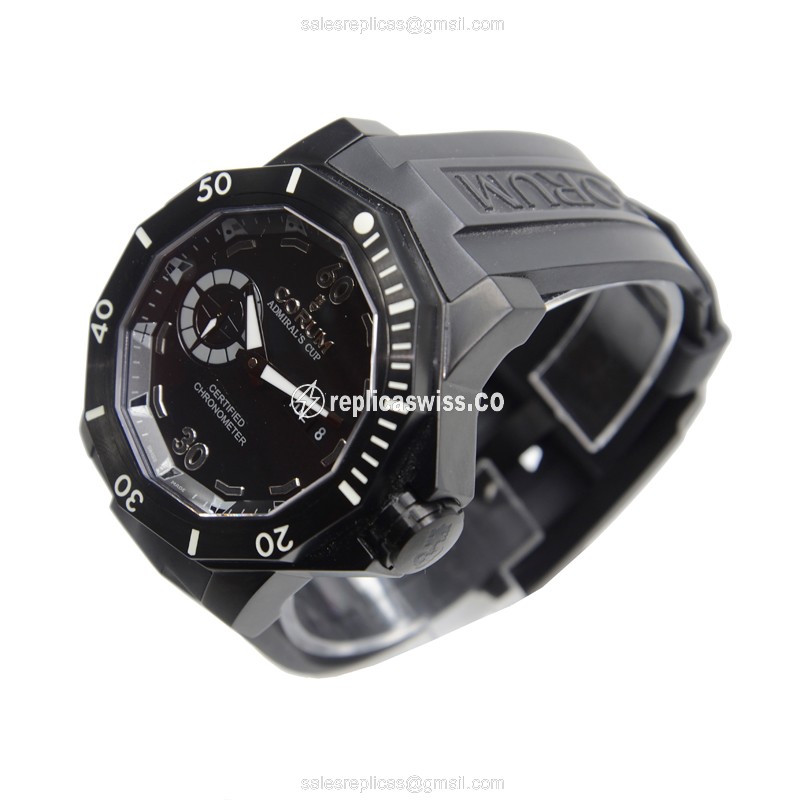 Corum Admirals Cup Replica - Automatic - Titanium Case - Black Dial - Rubber Strap - View 3