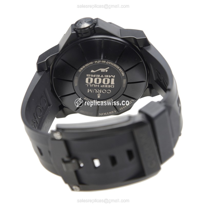 Corum Admirals Cup Replica - Automatic - Titanium Case - Black Dial - Rubber Strap - View 4