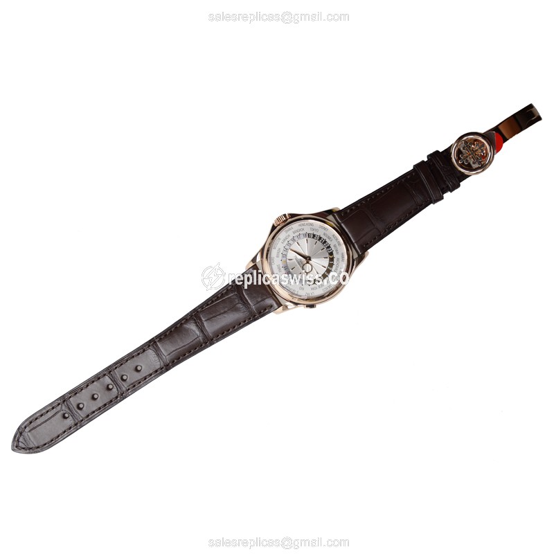 Patek Philippe 5130R-018 Replica - Automatic - 18kt Rose Gold - Silver Dial, Brown Alligator Strap - View 2