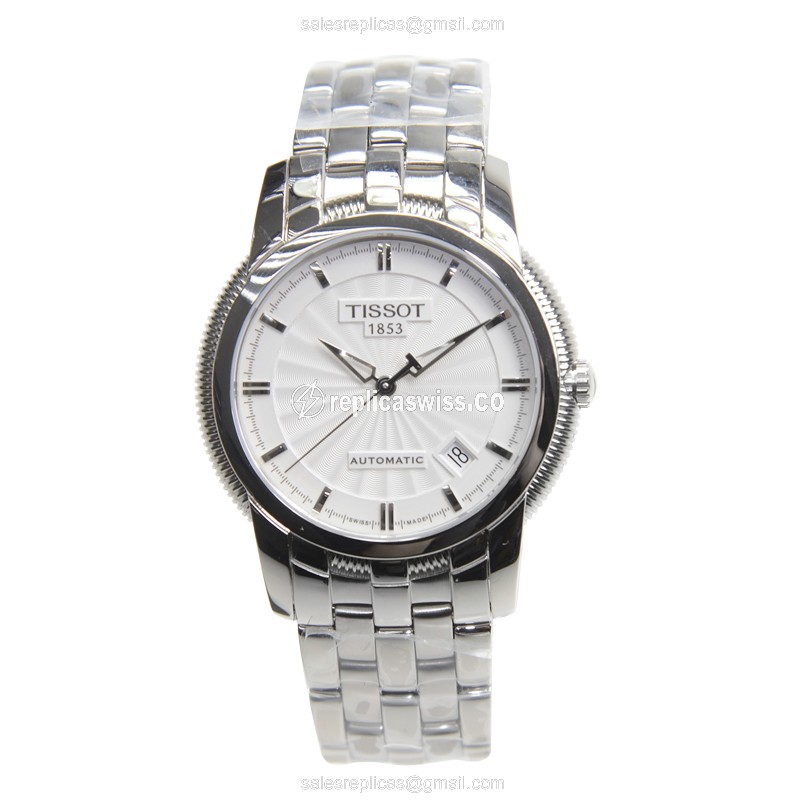 Replica Tissot T-CLASSIC - Automatic - Steel Case - White Dial - Silver Steel Band - View 2