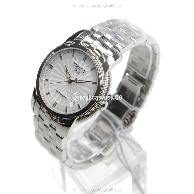 Replica Tissot T-CLASSIC - Automatic - Steel Case - White Dial - Silver Steel Band - View 3