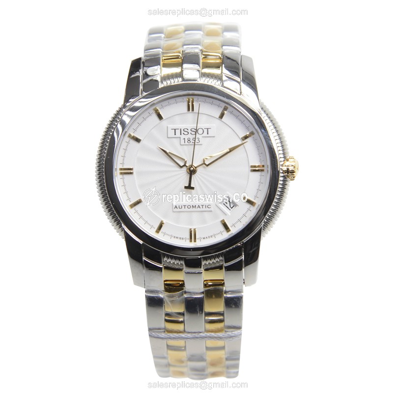 Automatic Tissot T-CLASSIC Replica - Stainless Steel Case - White Dial - Silver Band - View 2