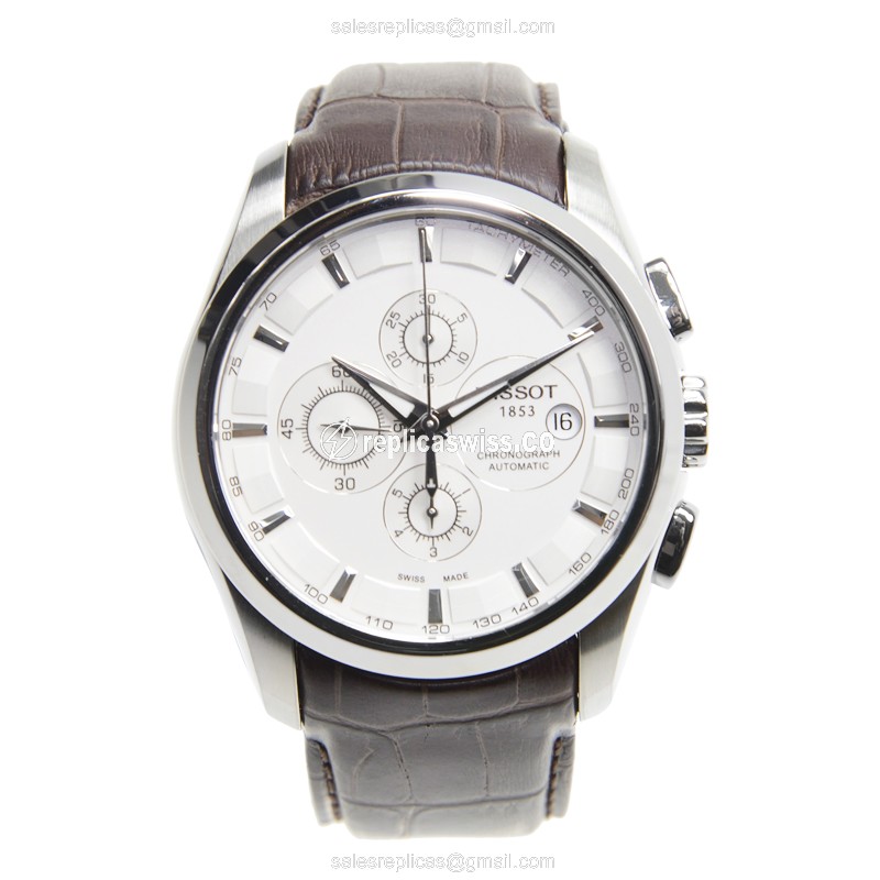 Tissot T-CLASSIC Automatic - Stainless Steel - White Dial - Brown Leather Strap - View 2