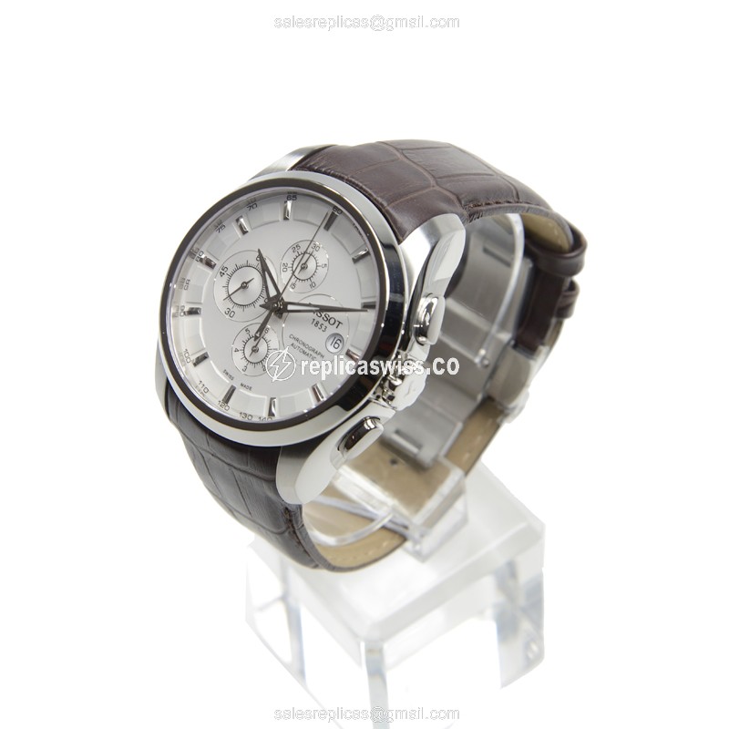 Tissot T-CLASSIC Automatic - Stainless Steel - White Dial - Brown Leather Strap - View 3