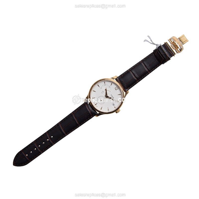 Rolex T-Classic Quartz - White Dial - Leather Strap - Brown - Clasp - Stainless Steel - View 2