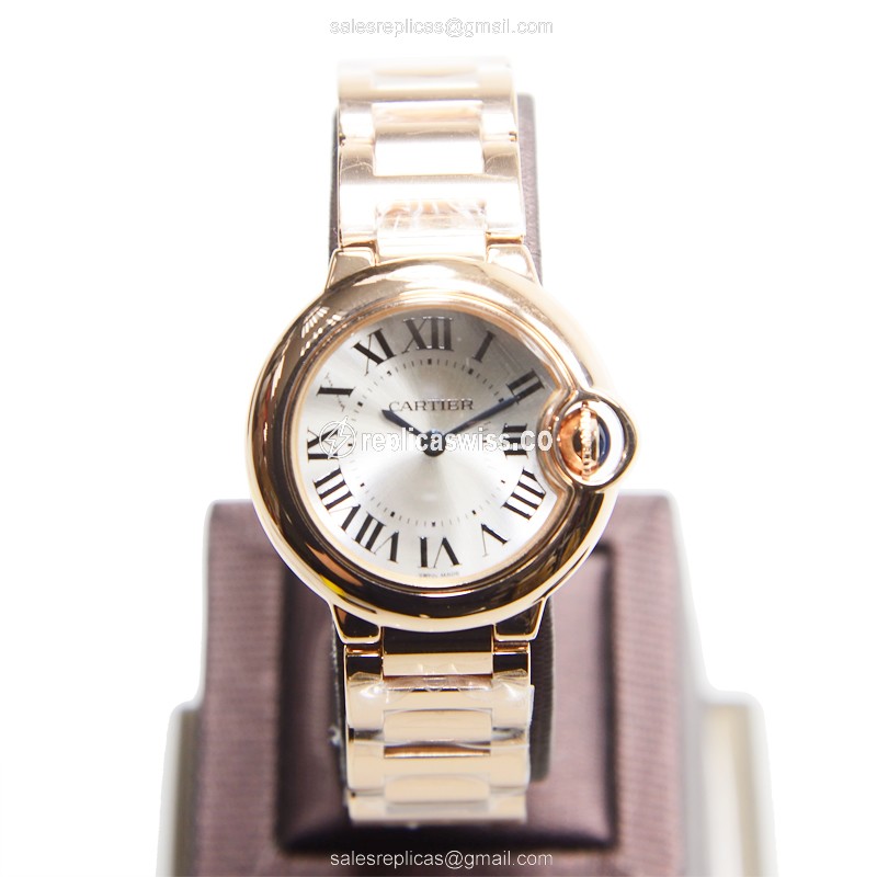 Cartier Ballon Bleu Quartz 18kt Rose Gold - Automatic - Silver Dial - Gold Strap - View 2