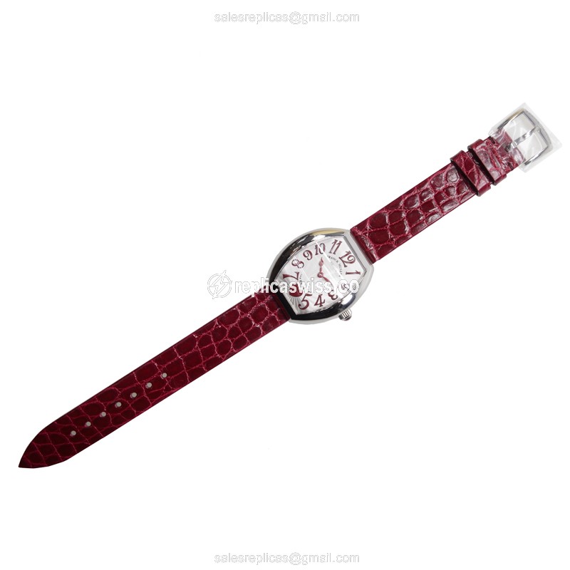 Franck Muller 5002 L QZ C 6H HEART - Quartz - Silver Dial, Red Alligator Strap - View 2