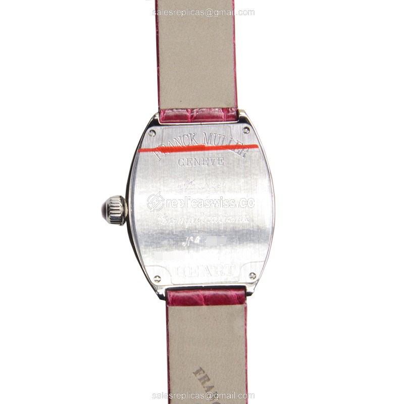 Franck Muller 5002 L QZ C 6H HEART - Quartz - Silver Dial, Red Alligator Strap - View 3
