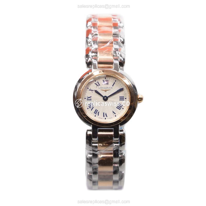 Longines Prima Luna Replica - Quartz - 18kt Rose Gold & Steel - White Dial - View 2
