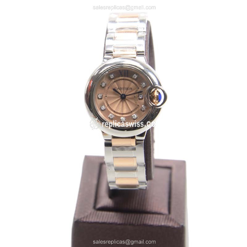 Cartier Ballon Bleu Replica - Quartz - Pink Dial - Steel Case - Silver Strap - View 2
