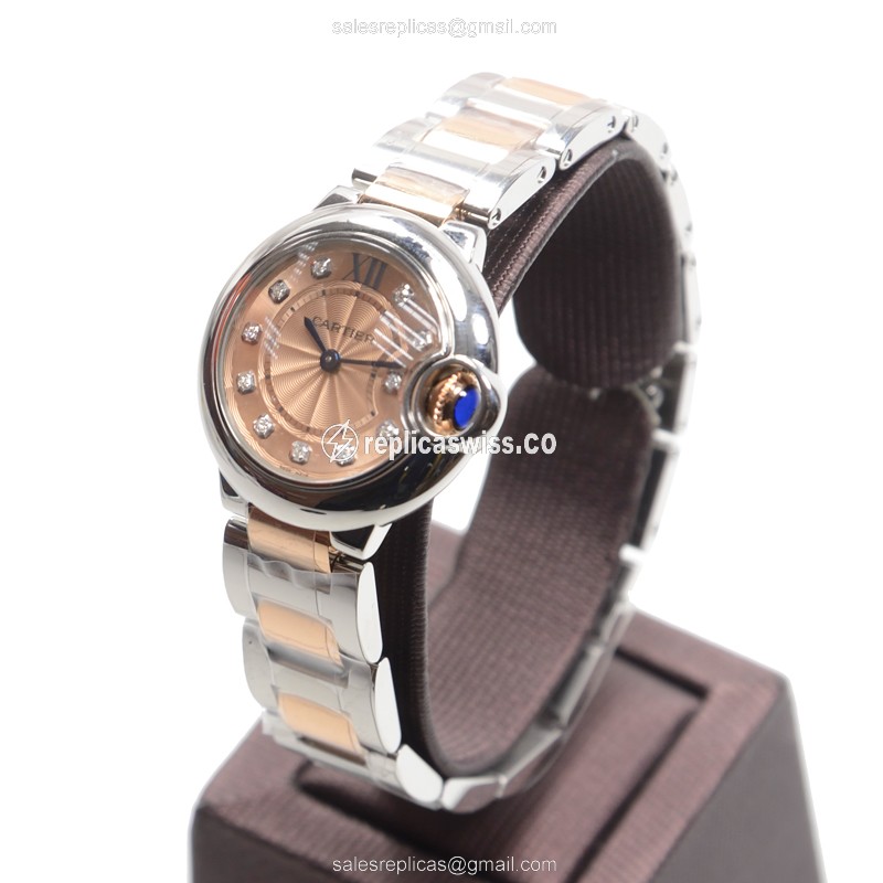 Cartier Ballon Bleu Replica - Quartz - Pink Dial - Steel Case - Silver Strap - View 3