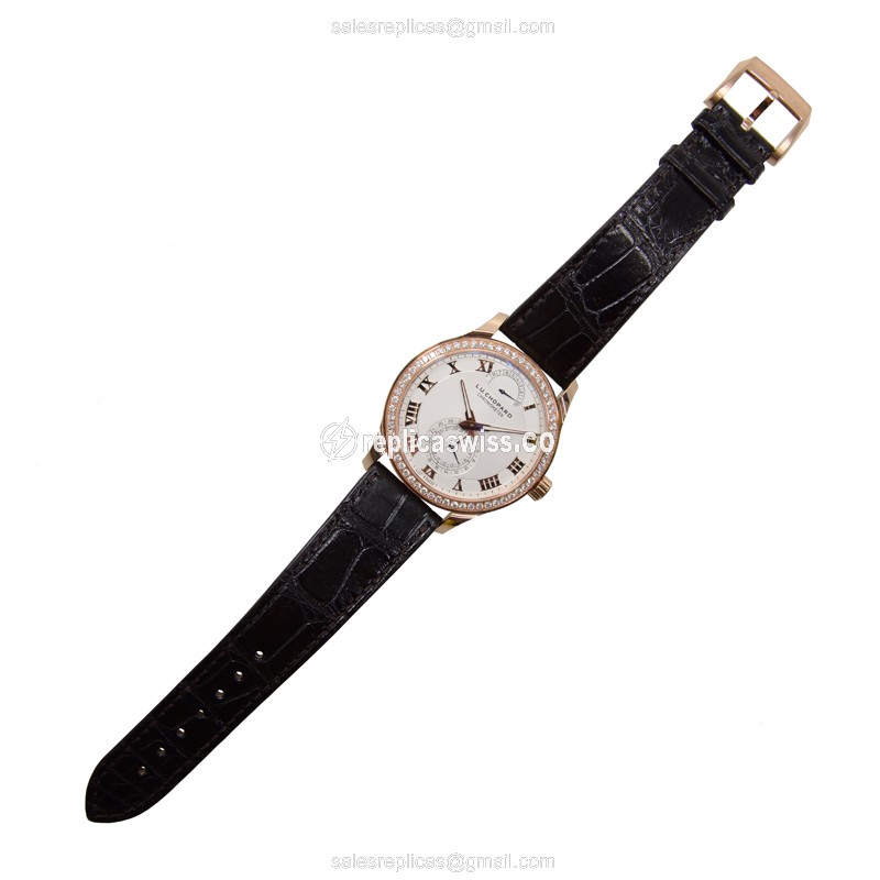 Chopard L.U.C 171926-5001 - Manual Wind - 18kt Rose Gold - Diamond Dial - Brown Alligator Strap - View 2