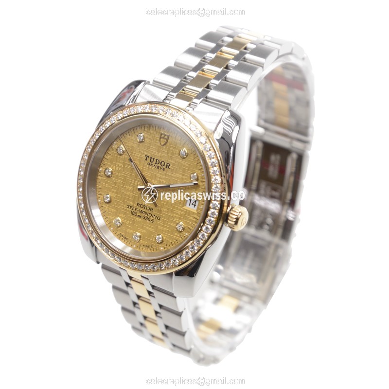 Tudor Classique 21023-65583-10DI-CHCL - Automatic Gold Steel Case Silver Strap - View 3