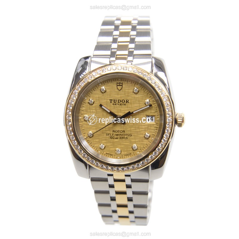 Tudor Classique 21023-65583-10DI-CHCL - Automatic Gold Steel Case Silver Strap - View 2