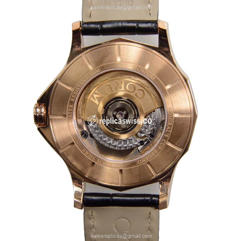 Corum ADMIRALS CUP 395.101.55-0001 - Automatic 18kt Rose Gold - Gray Dial, Black Alligator Strap - View 3