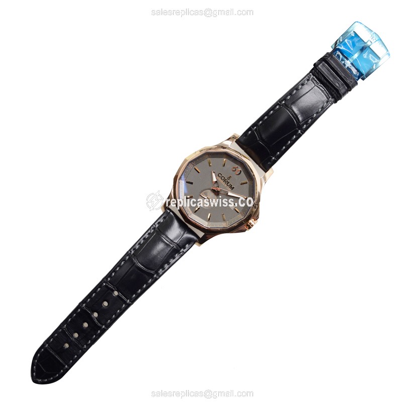 Corum ADMIRALS CUP 395.101.55-0001 - Automatic 18kt Rose Gold - Gray Dial, Black Alligator Strap - View 2