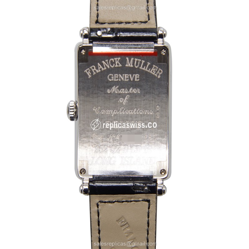 Franck Muller 952QZDREL LONG ISLAND - Quartz - 18kt White Gold - Diamond - Silver Dial - Black Alligator Buckle - View 3