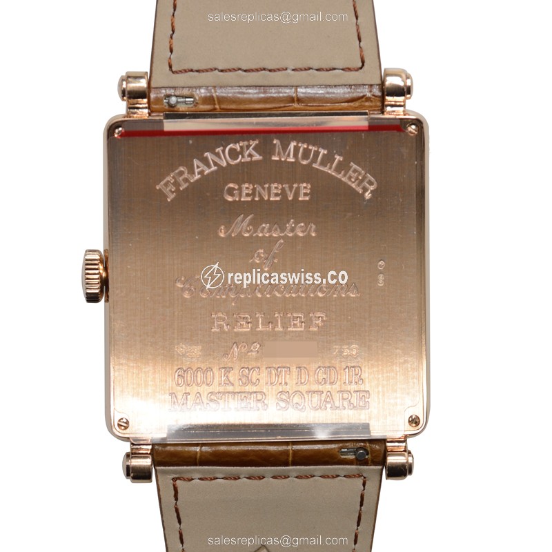 Franck Muller Master Square Replica - 18kt Rose Gold - Diamond Case - Silver Dial - Automatic - View 3