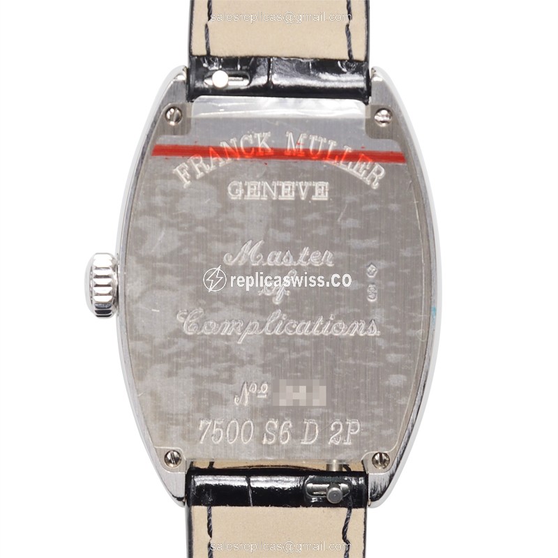 Franck Muller 7500 S6 D 2P Art Deco - Manual - 18kt White Gold - Diamond - Silver - Black Alligator Buckle - View 3