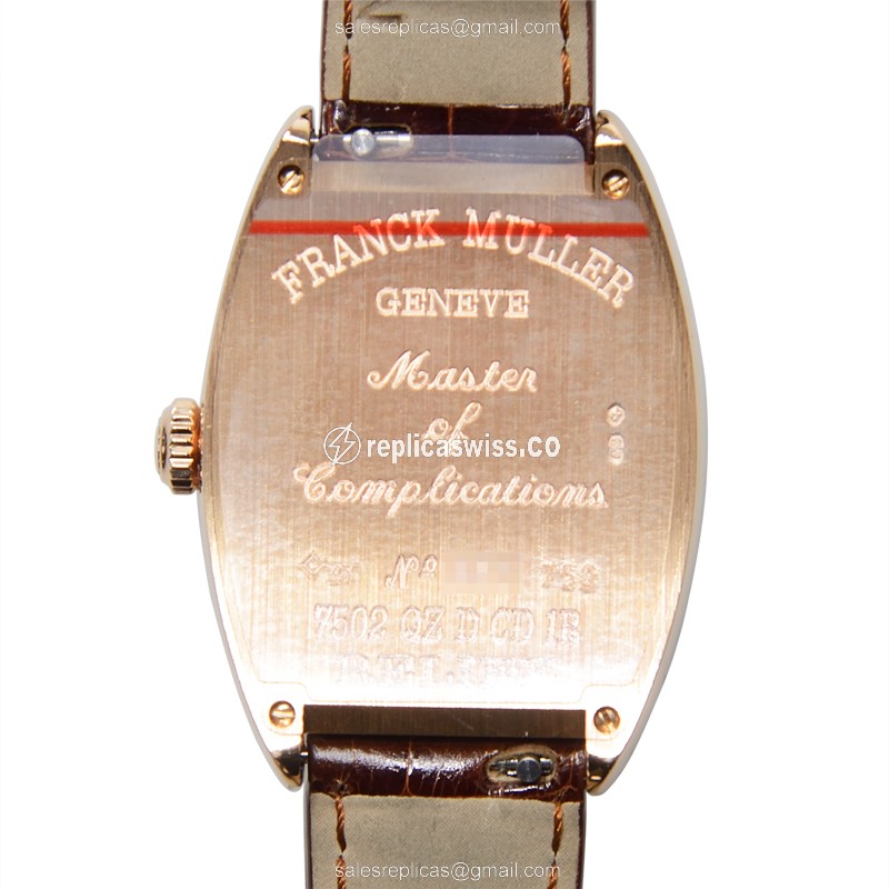 Franck Muller 7502 QZ REL D CD 1R Replica - Quartz - 18kt Rose Gold - Diamonds Dial - Silver Case - View 3