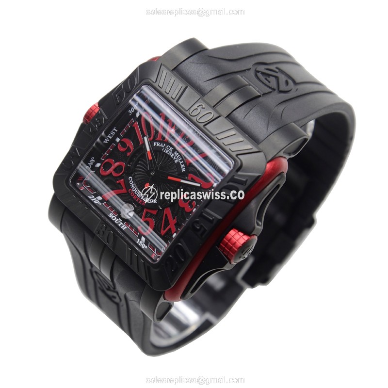 Franck Muller Conquistador GPG Auto Titanium - Black Dial - Rubber Strap - View 3