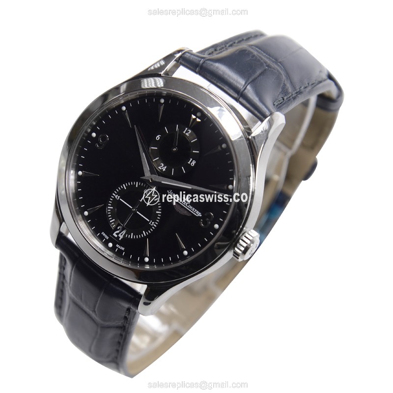 Jaeger-Lecoultre Q162847N Replica - Ultra Thin - Automatic - Black Dial - Blue Alligator Strap - View 3
