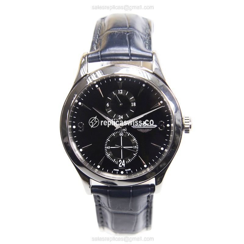 Jaeger-Lecoultre Q162847N Replica - Ultra Thin - Automatic - Black Dial - Blue Alligator Strap - View 2