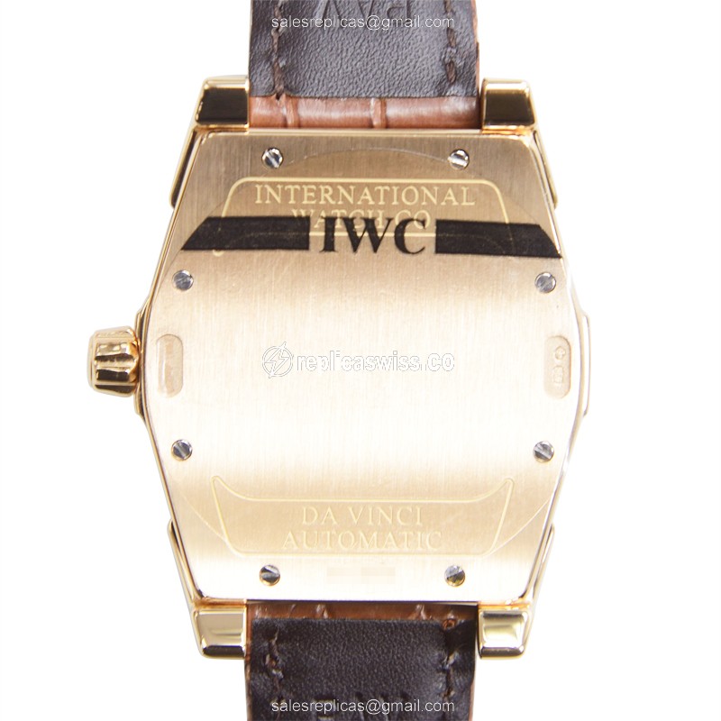 IWC IW452311 DA VINCI Replica - Automatic 18kt Gold - Silver Dial - Brown Alligator Strap - View 3