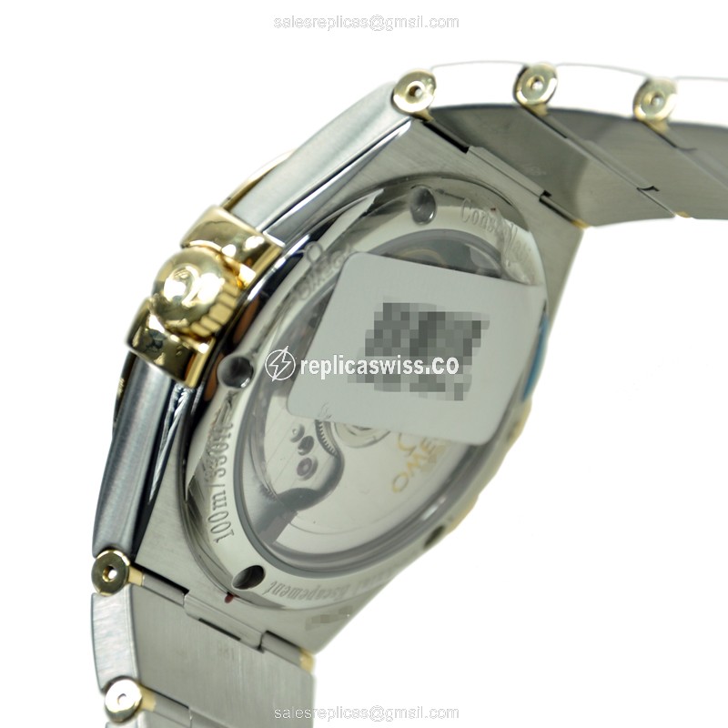 Omega Constellation Replica - Automatic - 18kt Gold Case, Silver Dial - Silver Clasp & Strap - View 4