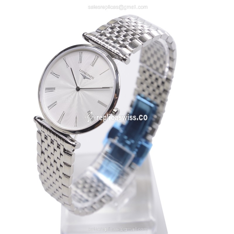 Longines LA GRANDE Replica - Quartz - Stainless Steel Case - White Dial, Silver Clasp - View 3