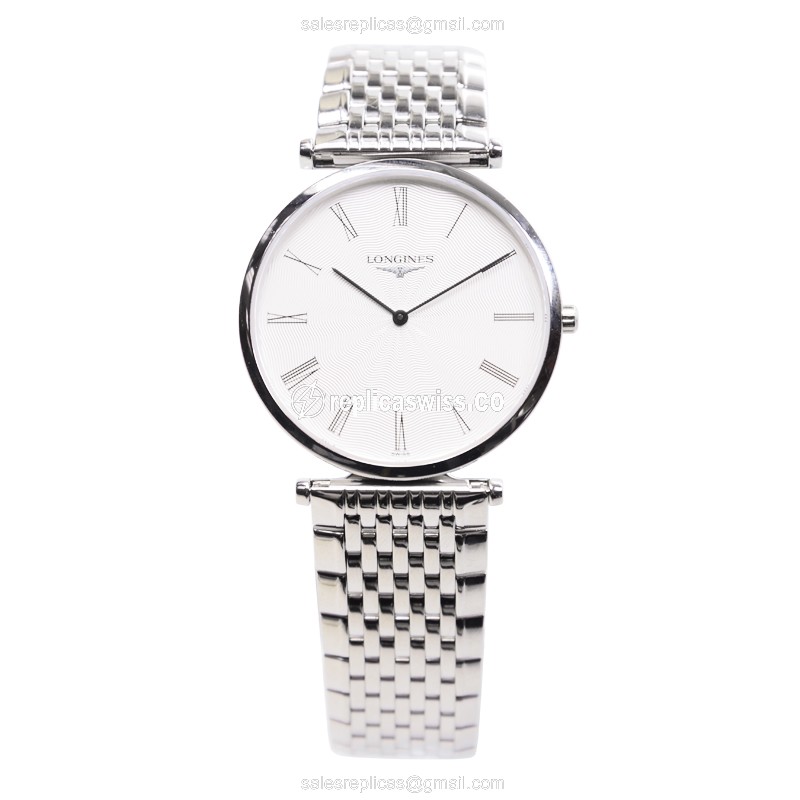Longines LA GRANDE Replica - Quartz - Stainless Steel Case - White Dial, Silver Clasp - View 2