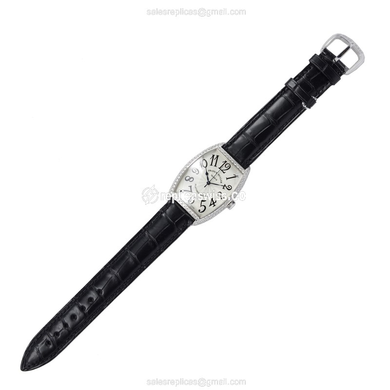 Franck Muller 2852 SC D Master Banker Replica - Automatic - White Gold - Diamond Case, Silver Dial - View 2