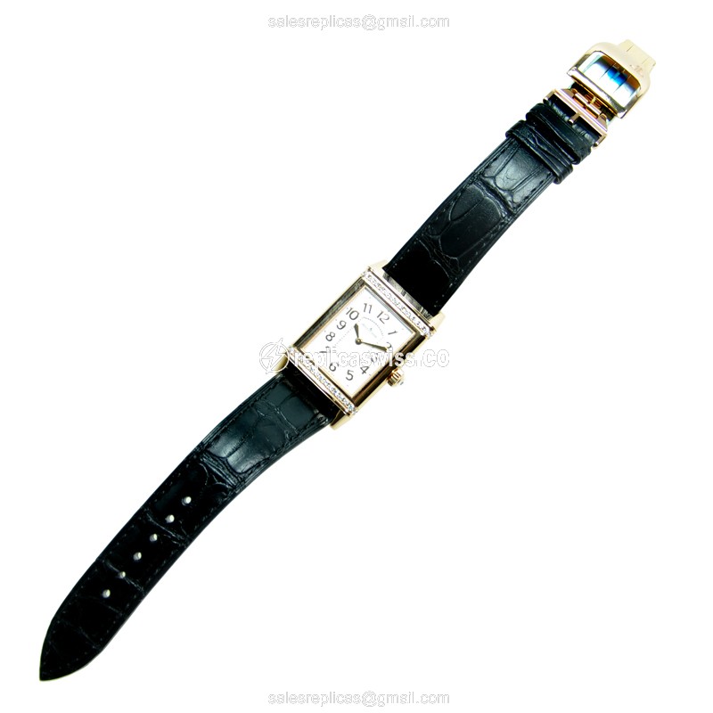 Jaeger-Lecoultre Q3202421 REVERSO - Manual Wind - 18kt Rose Gold - Diamond Dial - Black Alligator Strap - View 2