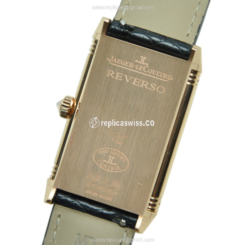 Jaeger-Lecoultre Q3202421 REVERSO - Manual Wind - 18kt Rose Gold - Diamond Dial - Black Alligator Strap - View 3