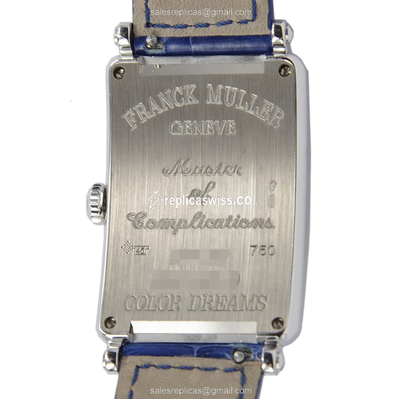 Franck Muller 952 QZ COL DRM D LONG ISLAND - Quartz - 18kt White Gold - Blue Alligator Buckle - View 3