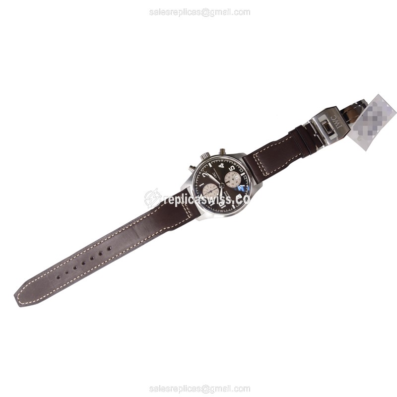 IWC PILOTS Replica - Automatic - Stainless Steel - Brown Dial - Brown Cowhide - Buckle - Sapphire Crystal - View 2