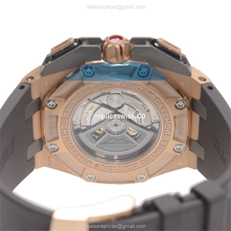 Automatic Rolex Royal Oak Offshore Replica - 18kt Rose Gold & Steel - Gray Dial - Rubber Strap - View 4