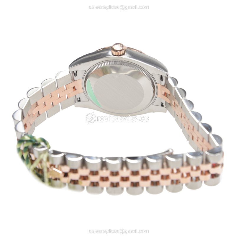 Rolex Lady Datejust Replica - Automatic - 18kt Rose Gold & Steel Case - Pink Dial - View 4