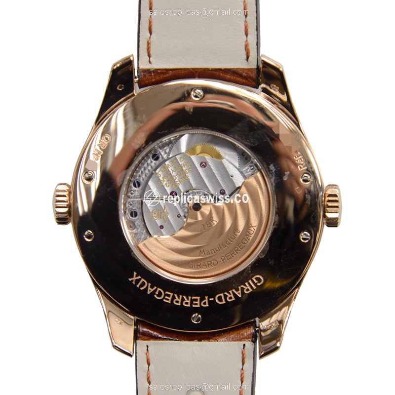 Girard Perregaux 49865-52-251-BACA Replica - Auto - 18kt Rose Gold - Dark Grey Dial - Brown Alligator Buckle - View 3