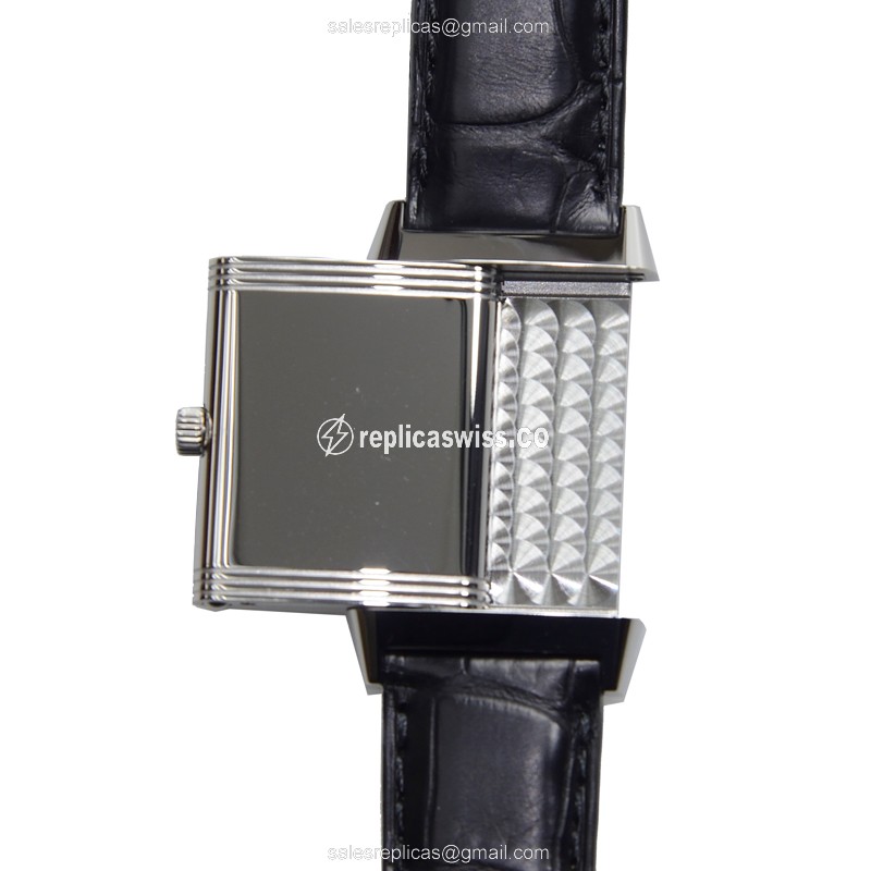 Jaeger-Lecoultre Q2508412 REVERSO Replica - Manual - Steel Case - Silver Dial - Black Alligator Strap - View 4
