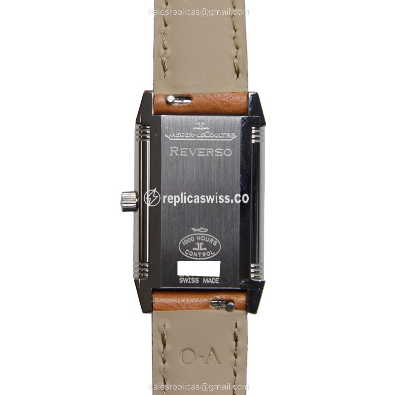 Jaeger-Lecoultre Q2618411 REVERSO - Quartz - Steel Case - Silver Dial - Brown Leather Strap - View 3