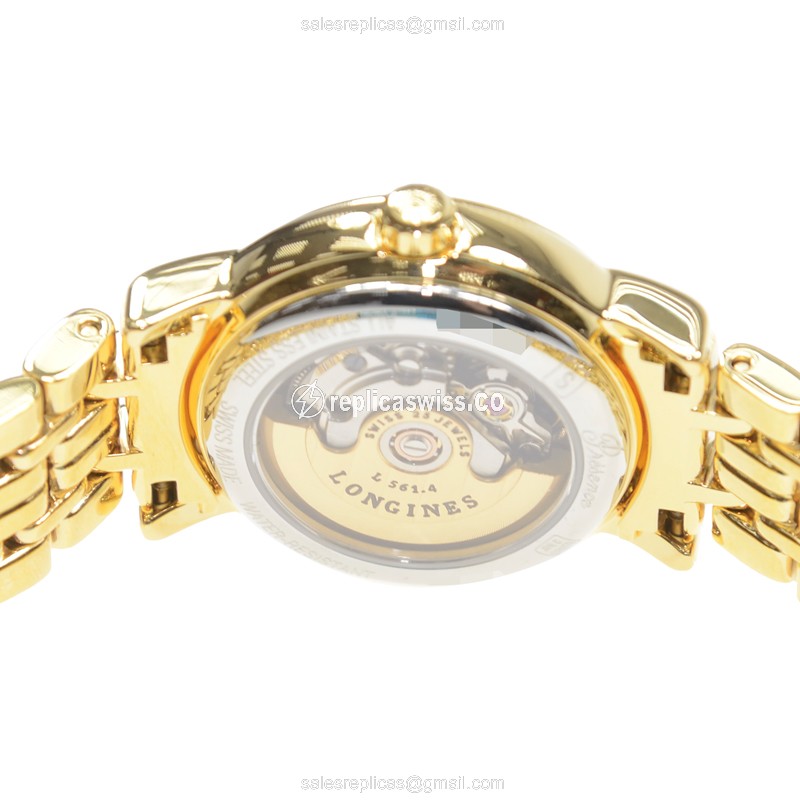 Longines Presence Replica - Automatic - Gold PVD Case - Silver Dial on Gold Strap - View 4