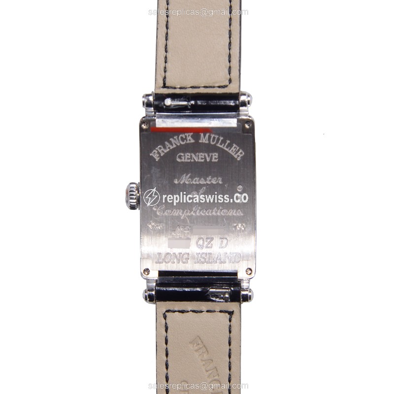Franck Muller 902 QZ D Replica - Quartz - 18kt White Gold - Diamond Dial - Silver - Alligator Black Buckle - View 3
