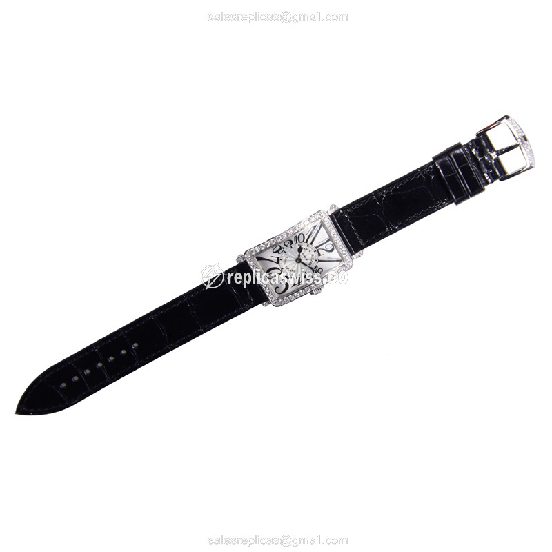 Franck Muller LONG ISLAND Quartz - Diamonds - Silver Dial - Buckle Clasp - View 2